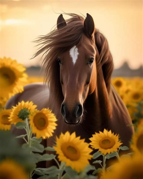 sticker  horse sunflowers pictures