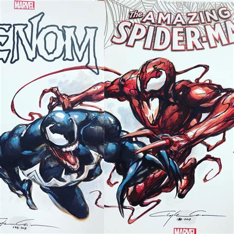 Venom Vs Carnage Connecting Cover By Clayton Crain Heroescon Marvel