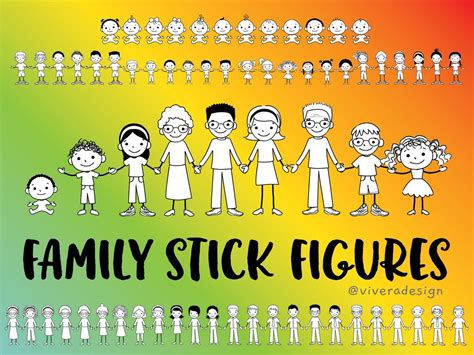 Family Stick Figures 60 Individual PNG Images Filled With White Babies ...