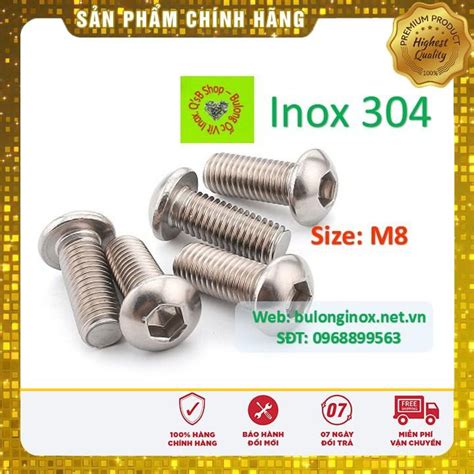 HÀNG SẮN Bulong inox chìm cầu size M8 ốc lục giác chìm đầu bi inox 304