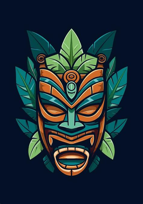 Embrace The Spirit Of The Islands With A Wooden Tiki Mask Tribal Logo