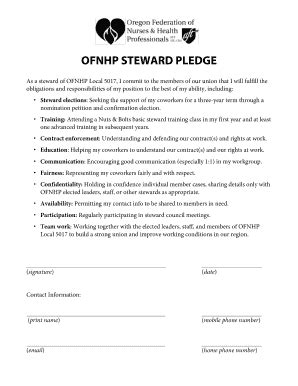 Fillable Online Ofnhp Aft Steward Pledge W Ofnhp Aft Fax Email Print