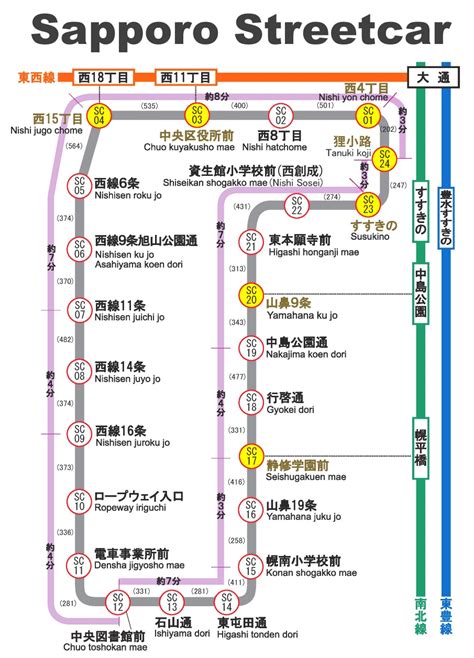 Sapporo Streetcar Map Ontheworldmap