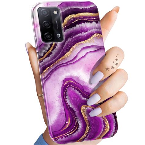 Etui Do Oppo A55 5G Wzory Różowy Marmur Purpura Róż Marmur Obudowa Case