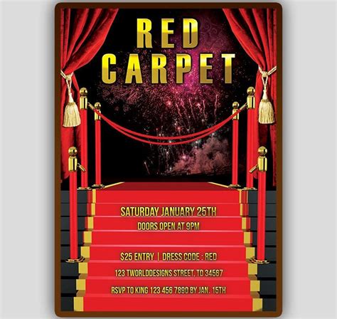 Red Carpet Invitation, Red Carpet Flyer, Red Carpet Affair Invitation ...