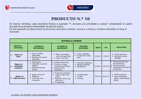 Indicaciones Producto N Informe De Proyecto Producto N