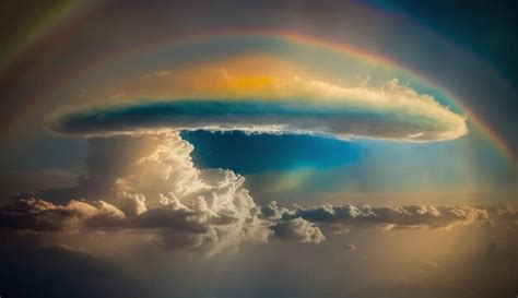 Premium Photo | A rainbow in the sky above the clouds