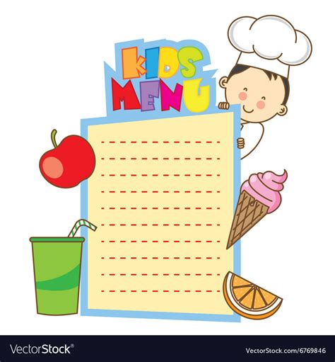 Kids Menu Royalty Free Vector Image Vectorstock