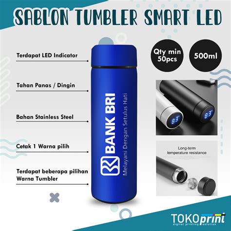 Jual Custom Tumbler Termos Smart Led Suhu Sablon Botol Minum Souvenir