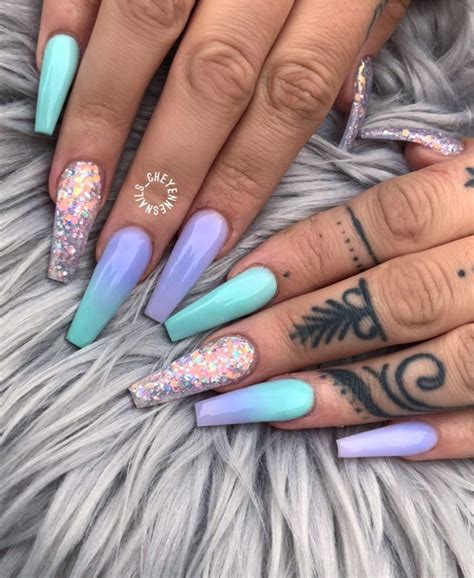 21 Trendy Summer Nails Ideas Hot Acrylic Blue Coffin Nails Design