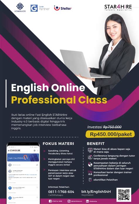 Poster Kursus Bahasa Inggris Online STAR4HIRE Eventkampus