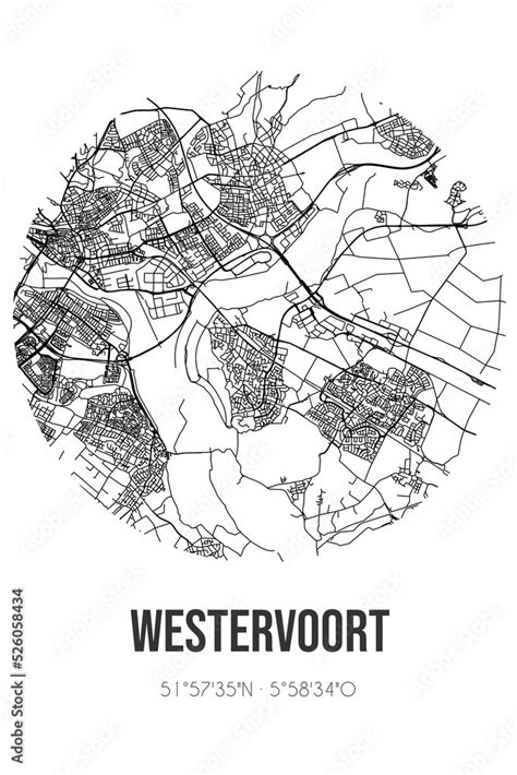 abstract street map  westervoort located  gelderland municipality