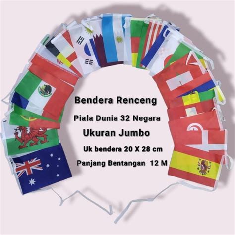 Jual Bendera Renceng World Cup Piala Dunia 32 Negara Peserta Piala