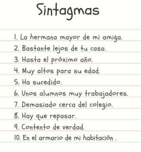 Tipos De Sintagmas Y Ejercicios