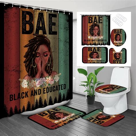 Amazon African American Woman Shower Curtains For Bathroom Pcs