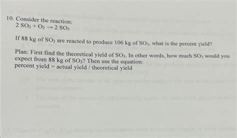 Solved 10 Consider The Reaction 2 So2 O2 → 2 So3 If 88