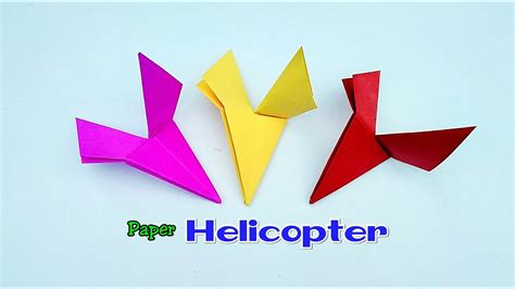 Paper Flying Helicopter Origami Helicopter Diy Youtube