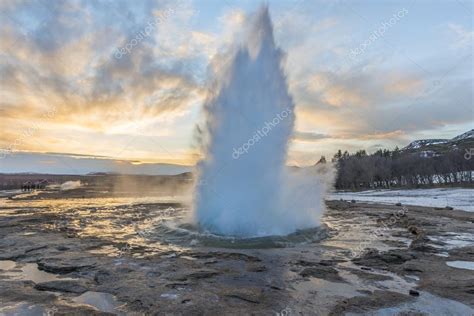 Eruption Of Strokkur Geyser In Iceland Stock Photo RubinowaDama