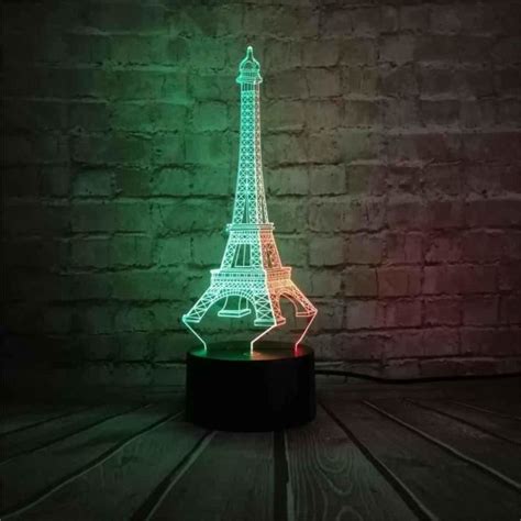 3D Lampe Illusion Optique Forme De La Tour Eiffel Led Veilleuse