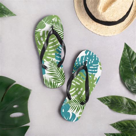 Botanical Leaves Flip Flops Monstera Sandals Unisex Flip Flop Jungle Leaves Shoes Beach Sandal