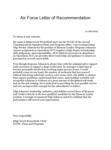 Free 6 Sample Air Force Letter Of Recommendation In Ms Word Aa5