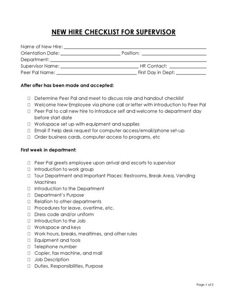 24 Free New Hire Checklist Templates Word Excel