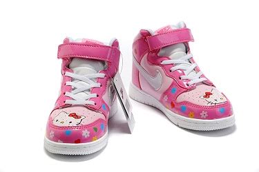 Nike High Tops Hello Kitty Shoes For Kids Pink Flower Pattern ...