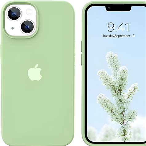 Light Green Original Silicone Case For Apple Iphone 13 The Hatke