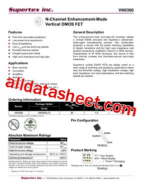 Vn L G Datasheet Pdf Supertex Inc