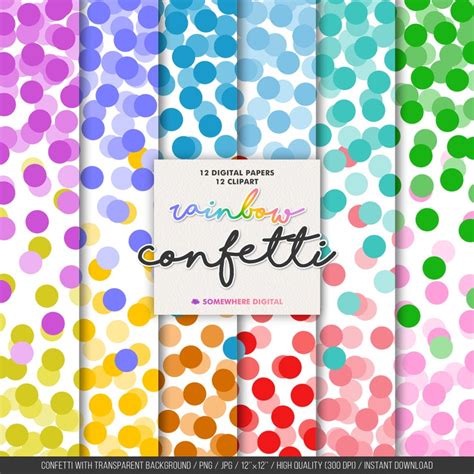 Confetti Clipart Confetti Digital Paper Rainbow Confetti Clipart ...