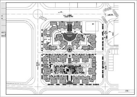 某方形地块多层住宅小区规划设计cad总平面方案图（含两种方案设计）住宅小区土木在线