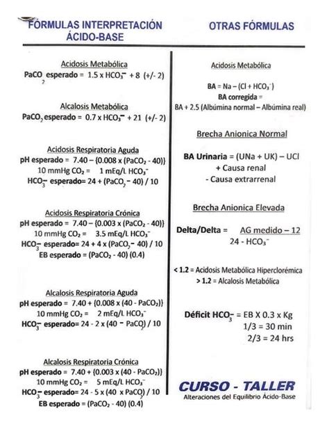 Fórmulas Interpretación Gasometría Atziry Davila uDocz