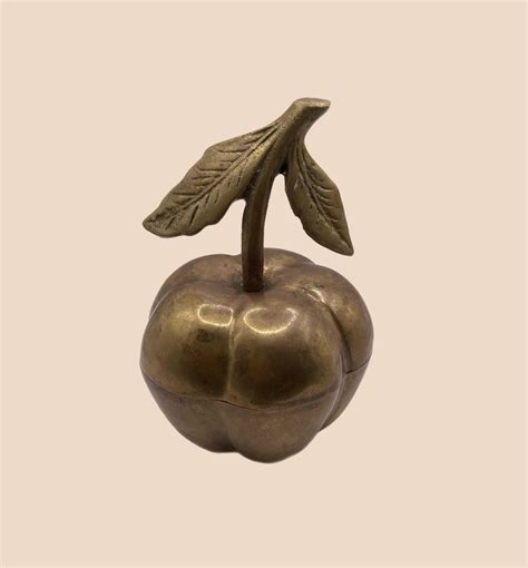 Vintage Brass Apple Trinket Dish Vintage Brass Apple Ring Dish Vintage Brass Decor Fruit