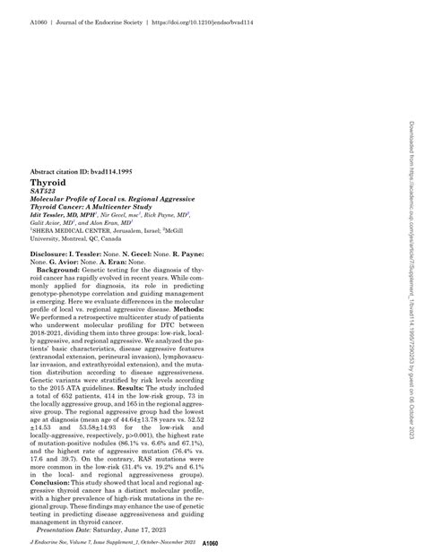 Pdf Sat523 Molecular Profile Of Local Vs Regional Aggressive Thyroid