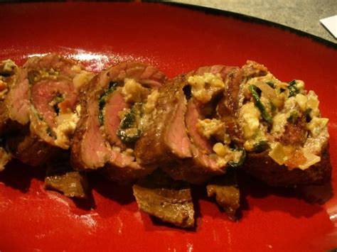 Flank Steak Stuffed With Blue Cheese Spinach And Bacon Recipe Food