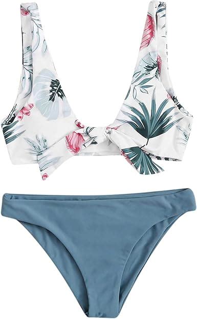 Damen Bademode Bikini Bedruckt Push Up Gepolstert Strandmode