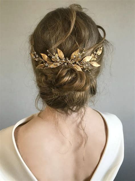 Wedding Halo Headpiece Gold Bridal Hair Comb Leaf Headpiece Bridal