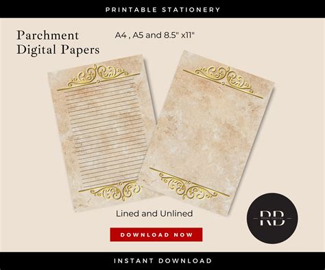 Parchment Printable Paper / Printable Stationery / Parchment Paper Download / PDF Paper Download ...