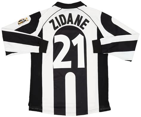 1997 98 Juventus Centenary Home L S Shirt Zidane 21 9 10 L