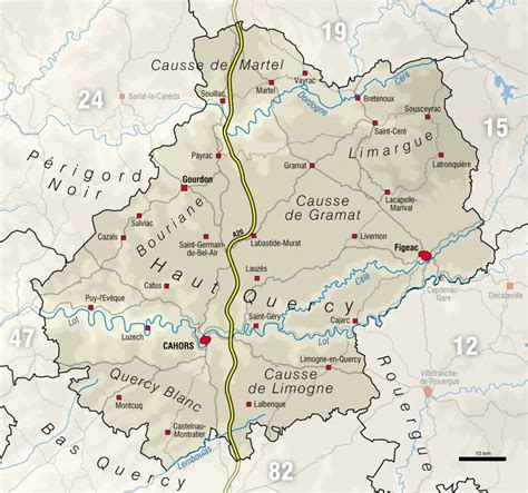 Carte du Lot - Lot carte du département 46 - villes, sites touristiques...