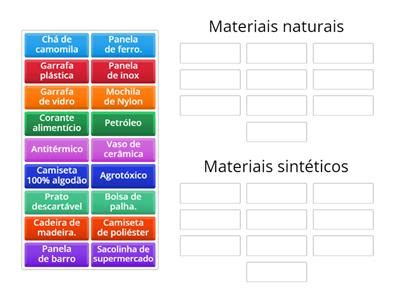 Atividades Sobre Materiais Sintéticos E Naturais 6 Ano - Ciências Materiais sintéticos e materiais naturais 6 ano - Recursos de ...