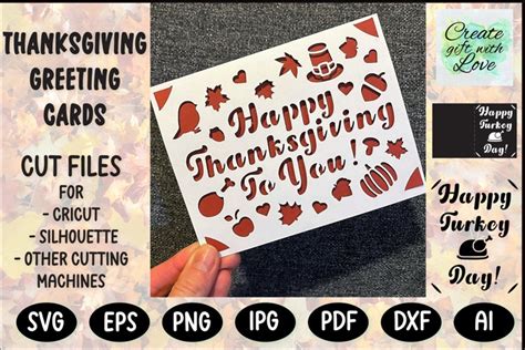 Happy Thanksgiving Greeting Card Svg Template Paper Cut