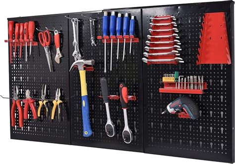 Panneau porte outils Panneau à outils mural noir rouge rangement boîte