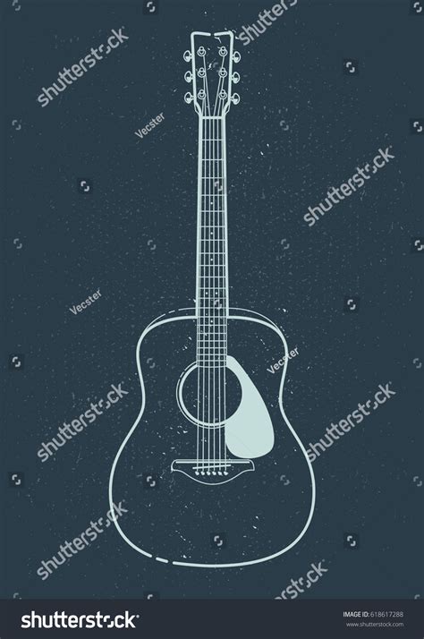 Acoustic Guitar Vector Outline Style Guitar Stock Vector (Royalty Free ...