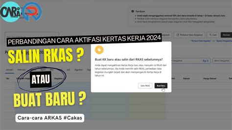 Perbedaan Cara Aktifasi Kerja 2024 Pada ARKAS 4 Salin RKAS Atau Buat