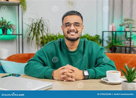 Happy Indian Man Smiling Friendly Glad Expression Feel Satisfied