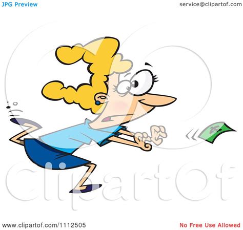 Clipart Woman Chasing Money - Royalty Free Vector Illustration by toonaday #1112505