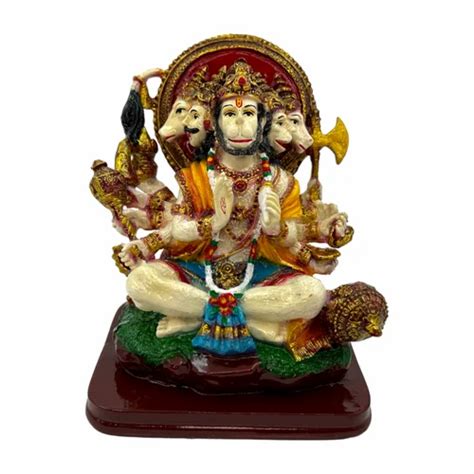 Marble Look Panchmukhi Hanuman Statue Idol Inch Material Resin