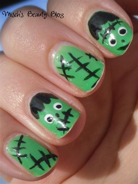 Mischs Beauty Blog Notd October 27th Frankenstein Nail Art