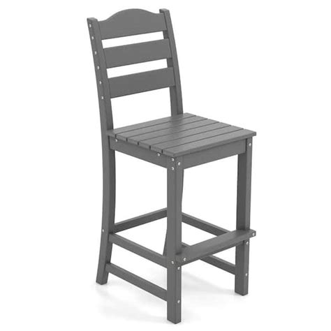 Costway Plastic HDPE Outdoor Bar Stool Patio Tall Chair Backrest ...